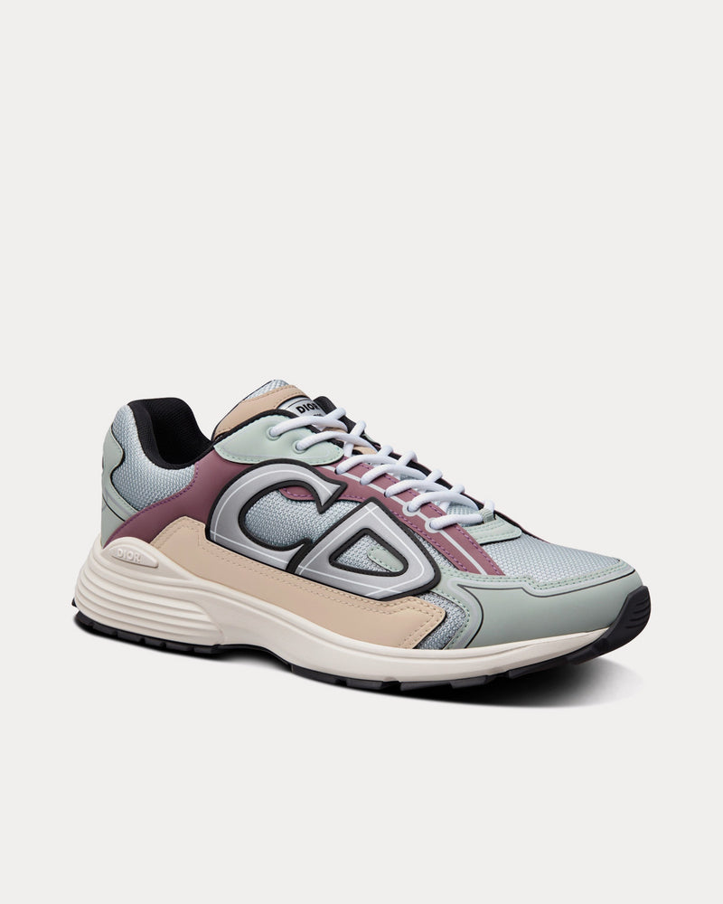 Dior B30 Gray Mesh with Light Green, Beige and Lavender Technical Fabric Low Top Sneakers - 3