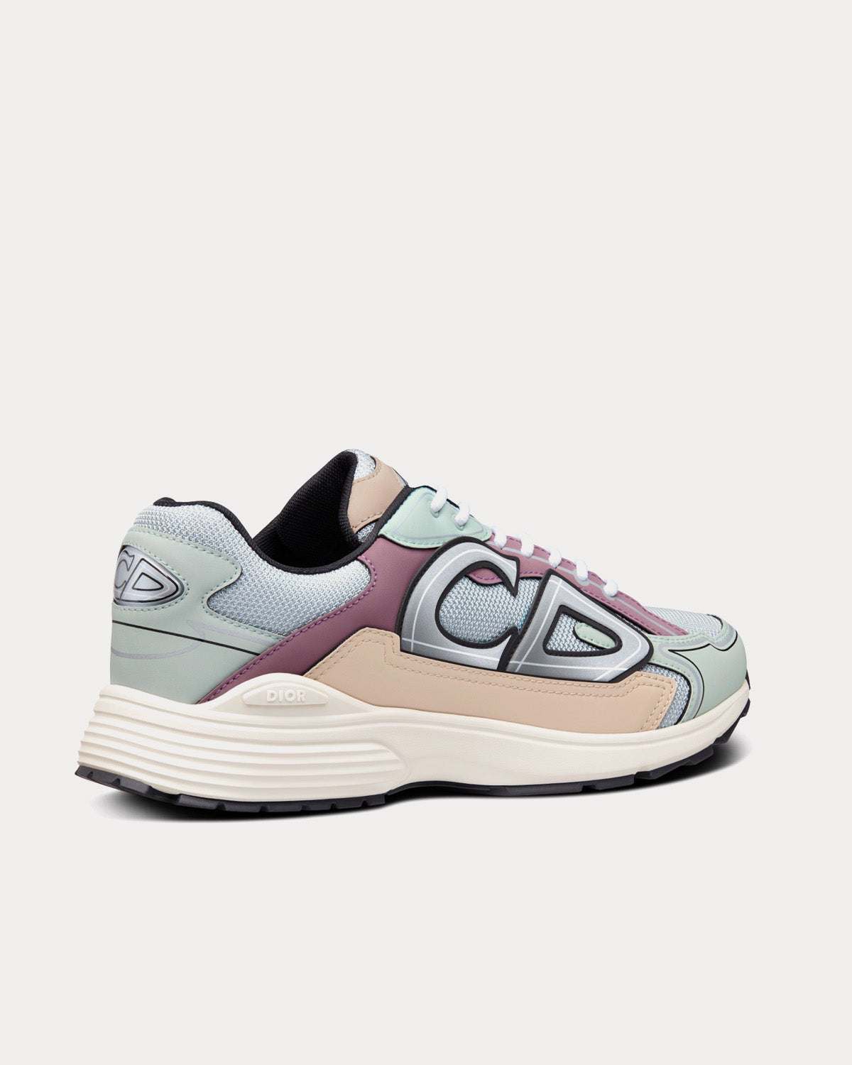 Dior B30 Gray Mesh with Light Green, Beige and Lavender Technical Fabric Low Top Sneakers - 4