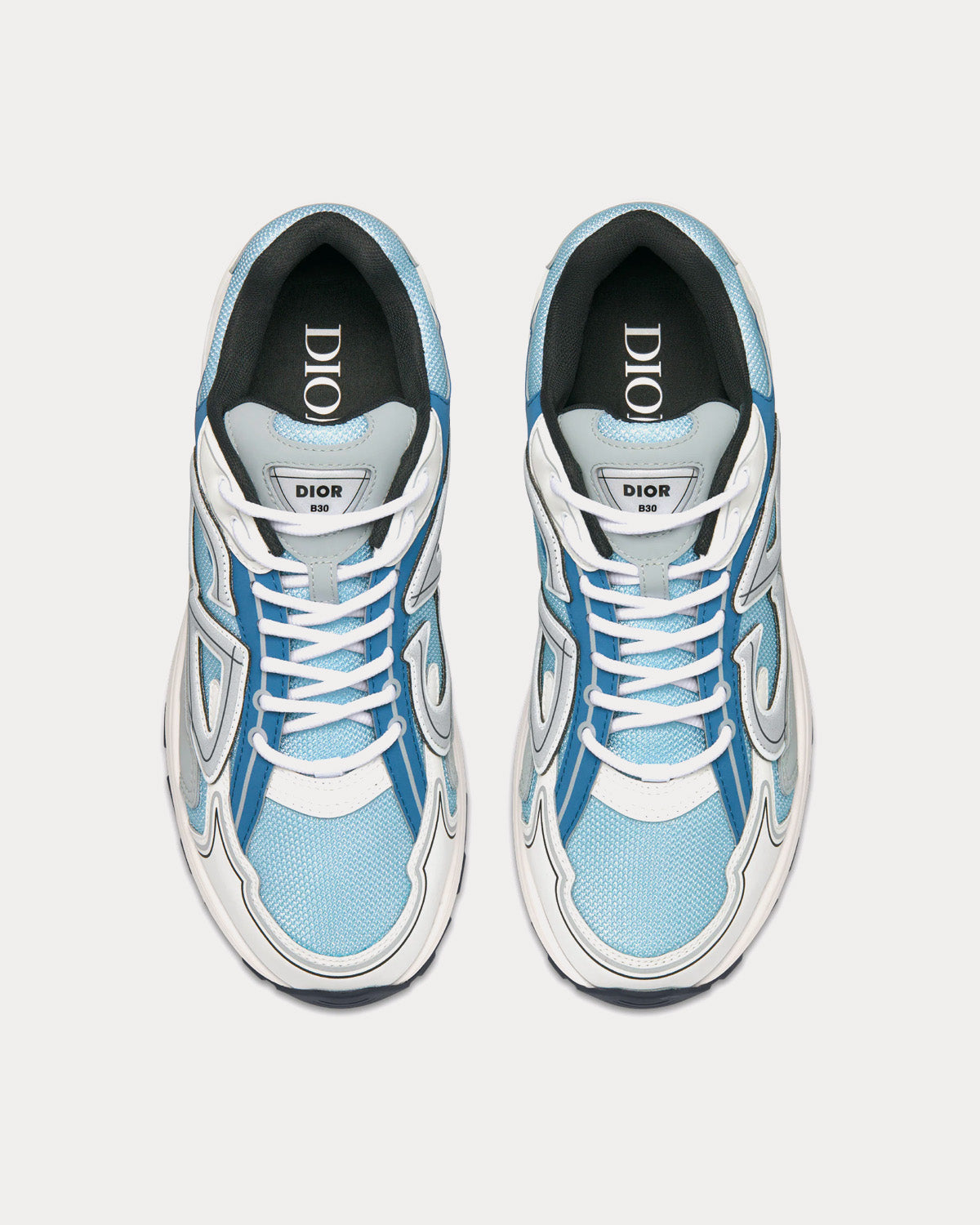 Dior - B30 Light Blue Mesh and Dior Gray, White and Blue Technical Fabric Low Top Sneakers