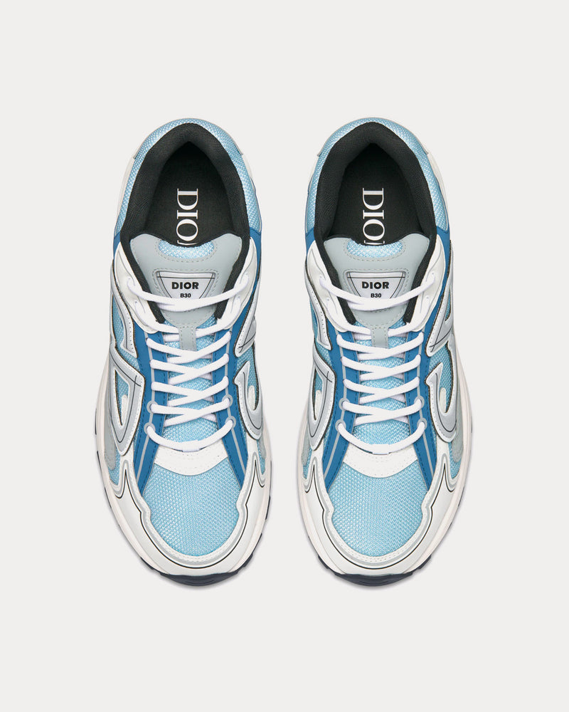 Dior B30 Light Blue Mesh and Dior Gray, White and Blue Technical Fabric Low Top Sneakers - 2