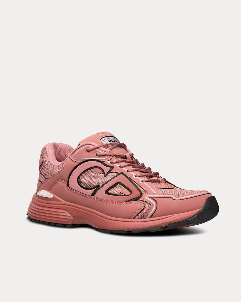 B22 Pink and White Technical Mesh with Pink and Black Calfskin Low Top  Sneakers
