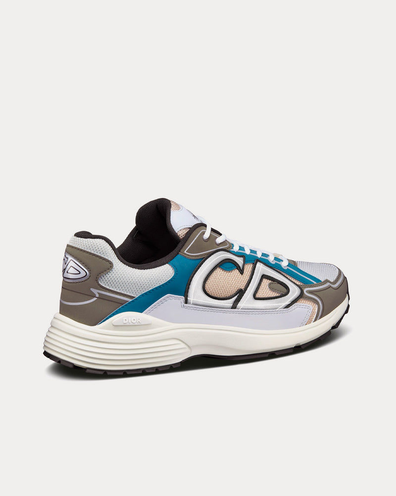 Dior B30 White and Beige Mesh with Blue and Olive Technical Fabric Low Top Sneakers - 4