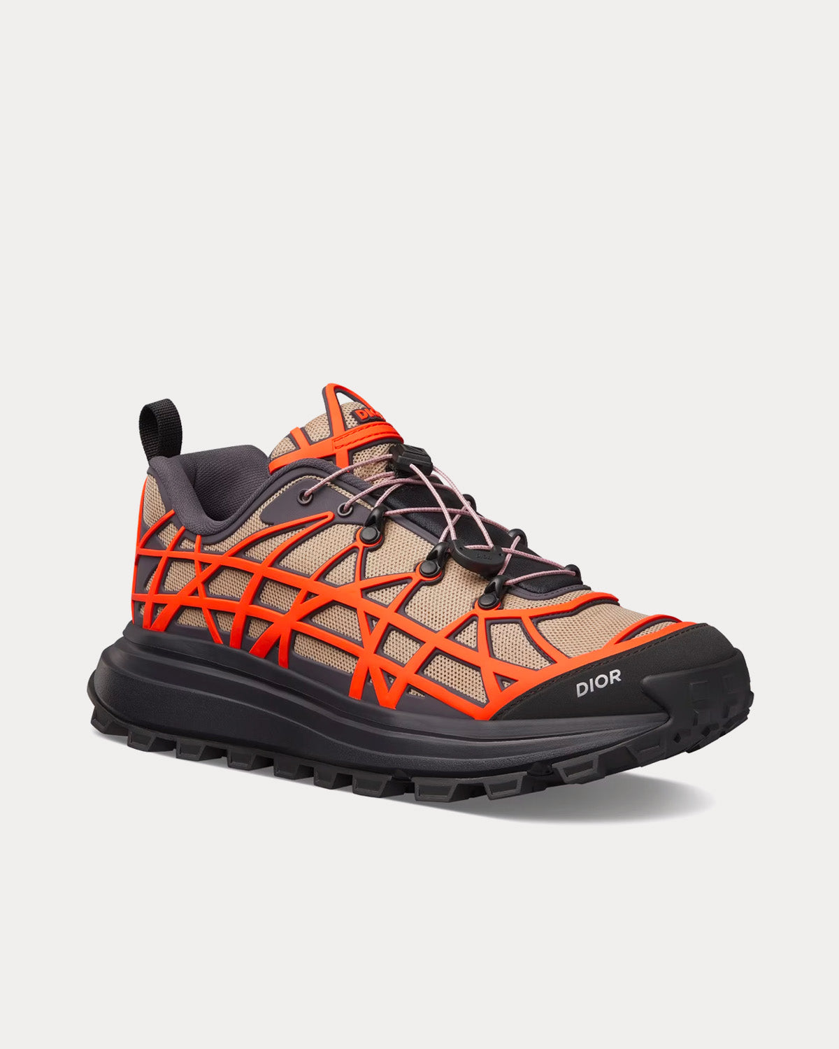 Dior - B31 Runner Technical Mesh & Rubber with Warped Cannage Motif Beige / Orange / Black Low Top Sneakers