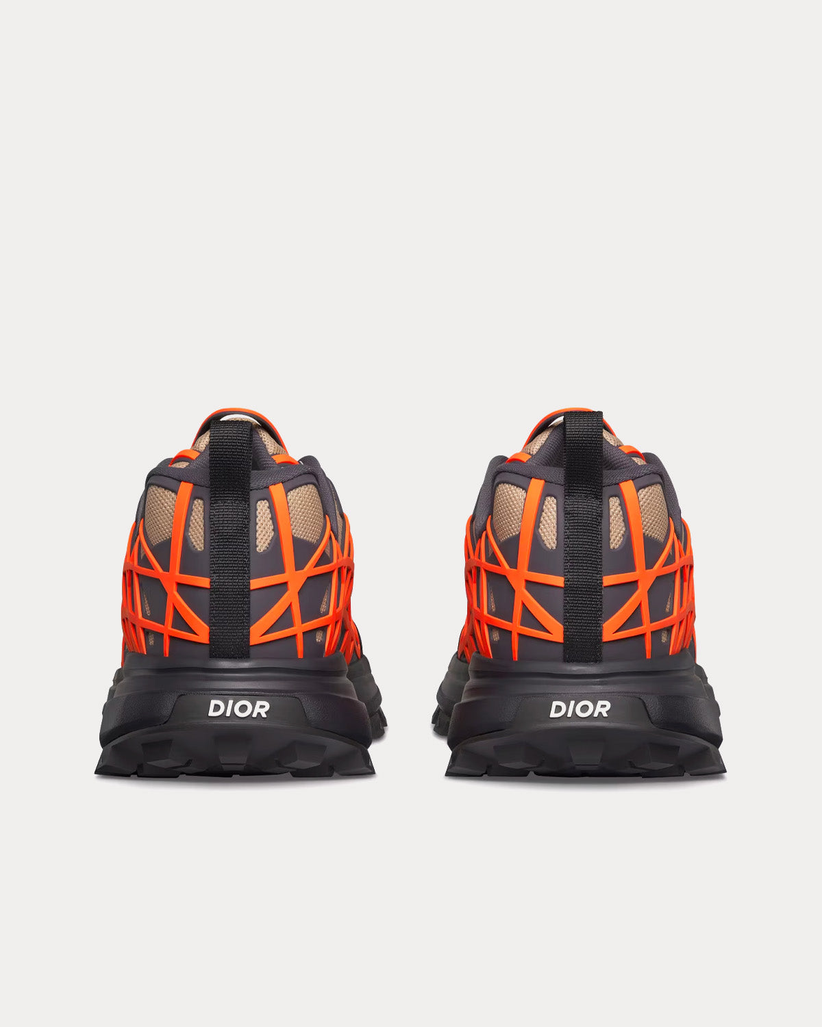 Dior - B31 Runner Technical Mesh & Rubber with Warped Cannage Motif Beige / Orange / Black Low Top Sneakers