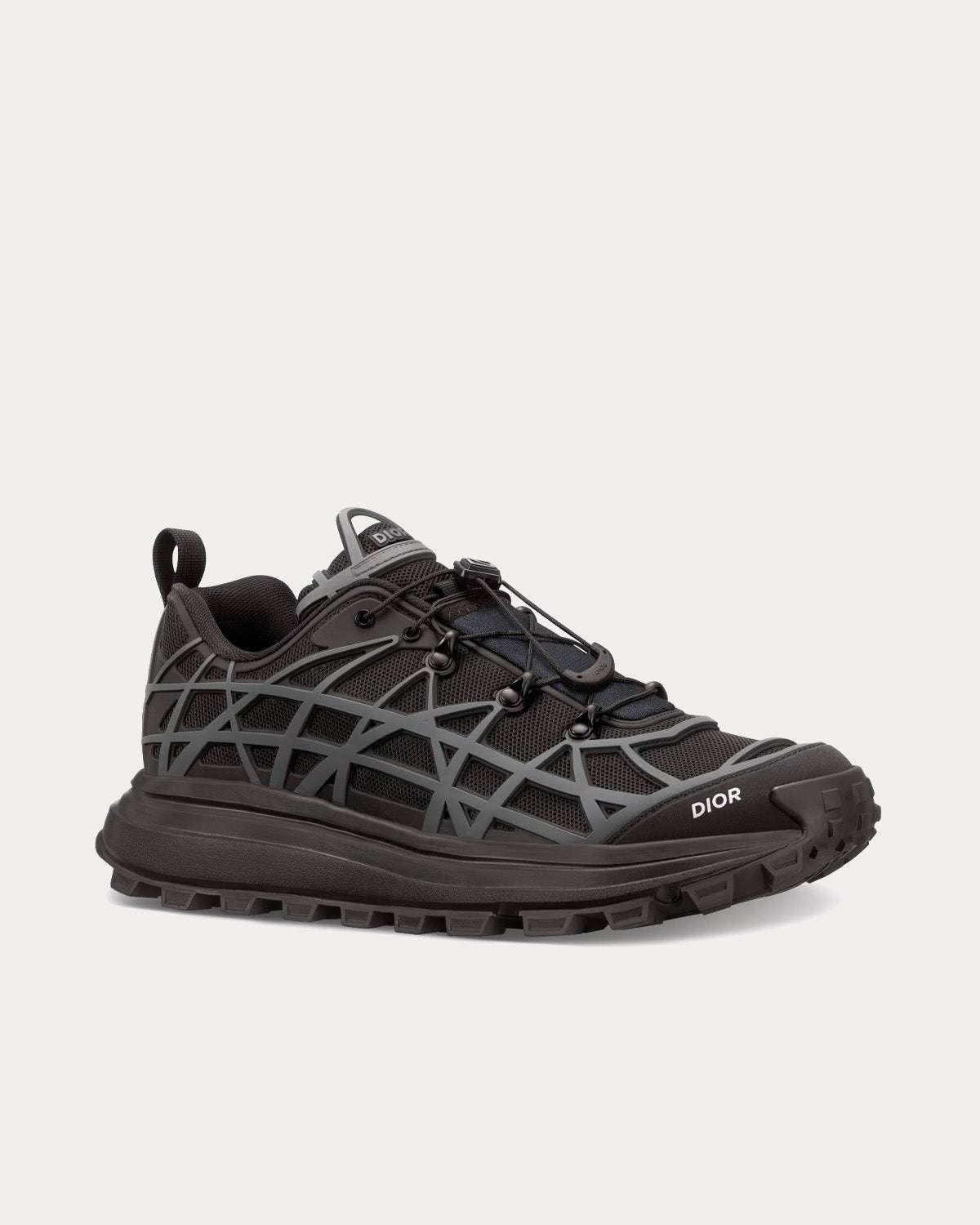 Dior B31 Runner Technical Mesh & Rubber with Warped Cannage Motif Black / Anthracite Grey Low Top Sneakers - 3