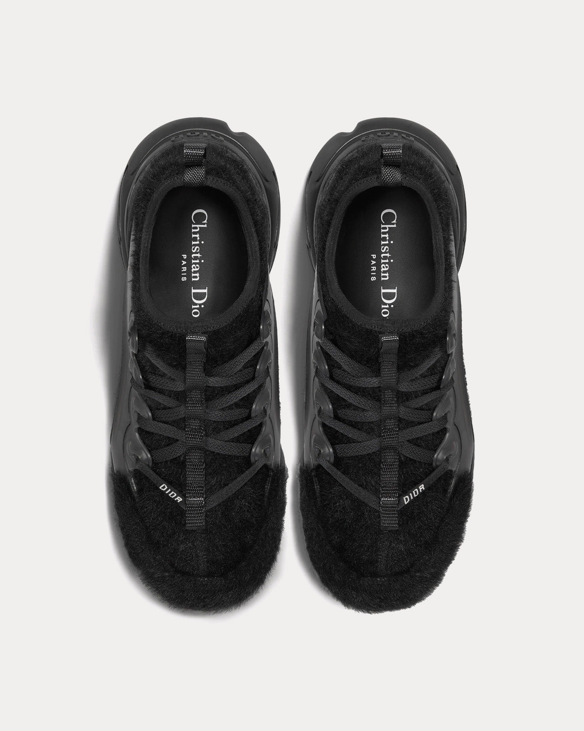 Dior D-Connect Black Fur-Effect Knit Low Top Sneakers - 2