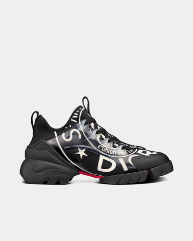 Dior D-Connect Black Technical Fabric with Dior Union Print Low Top Sneakers