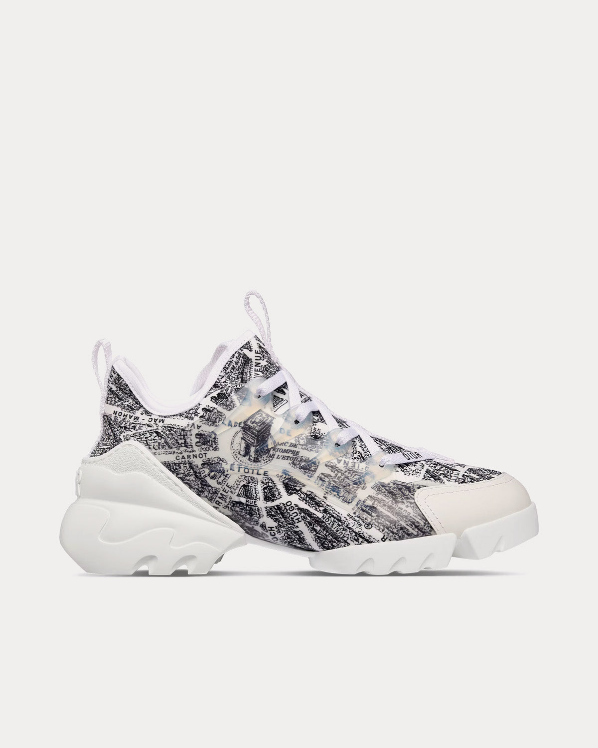 Dior D-Connect Black and White Technical Fabric with Plan de Paris Print Low Top Sneakers - 1