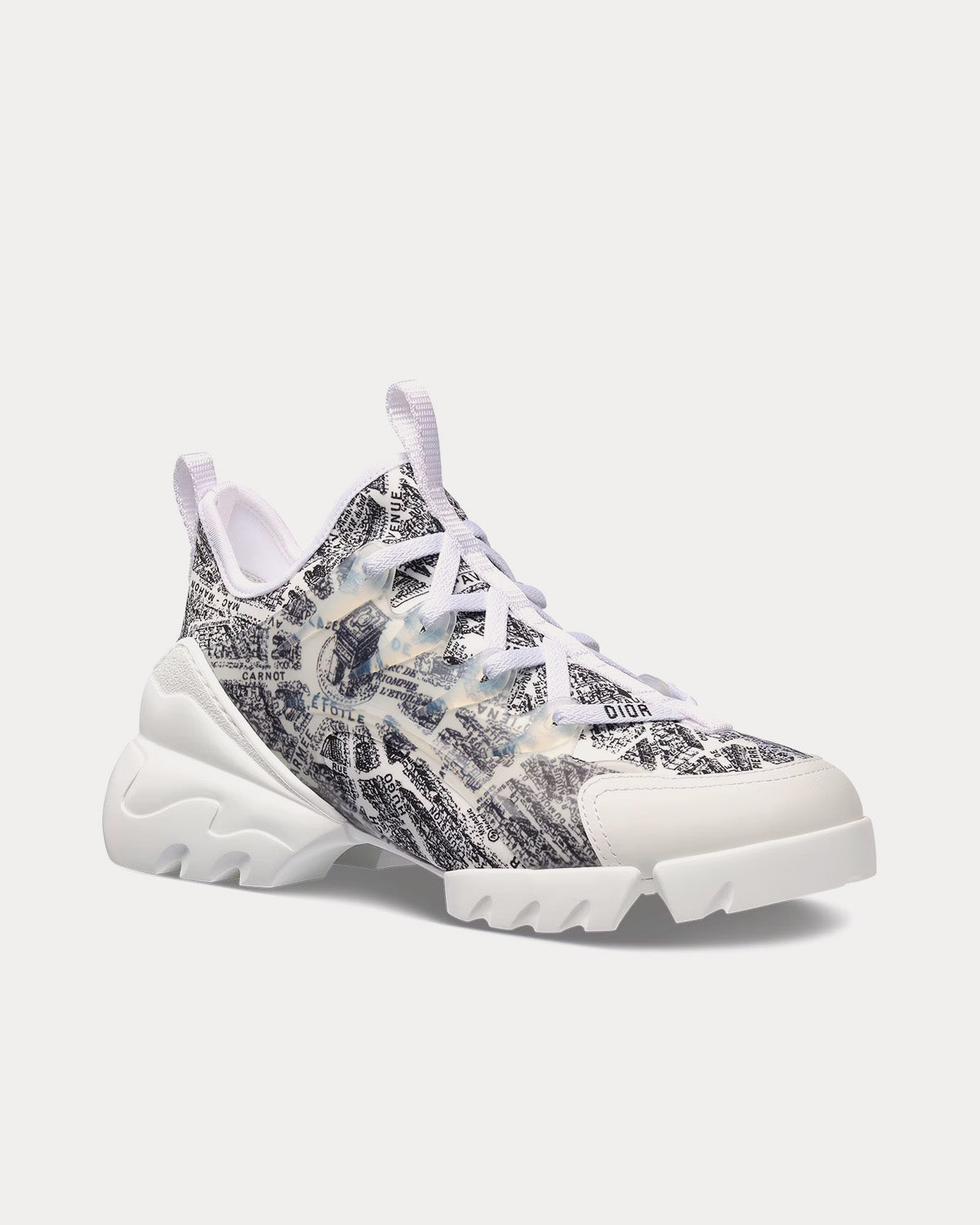 Dior - D-Connect Black and White Technical Fabric with Plan de Paris Print Low Top Sneakers
