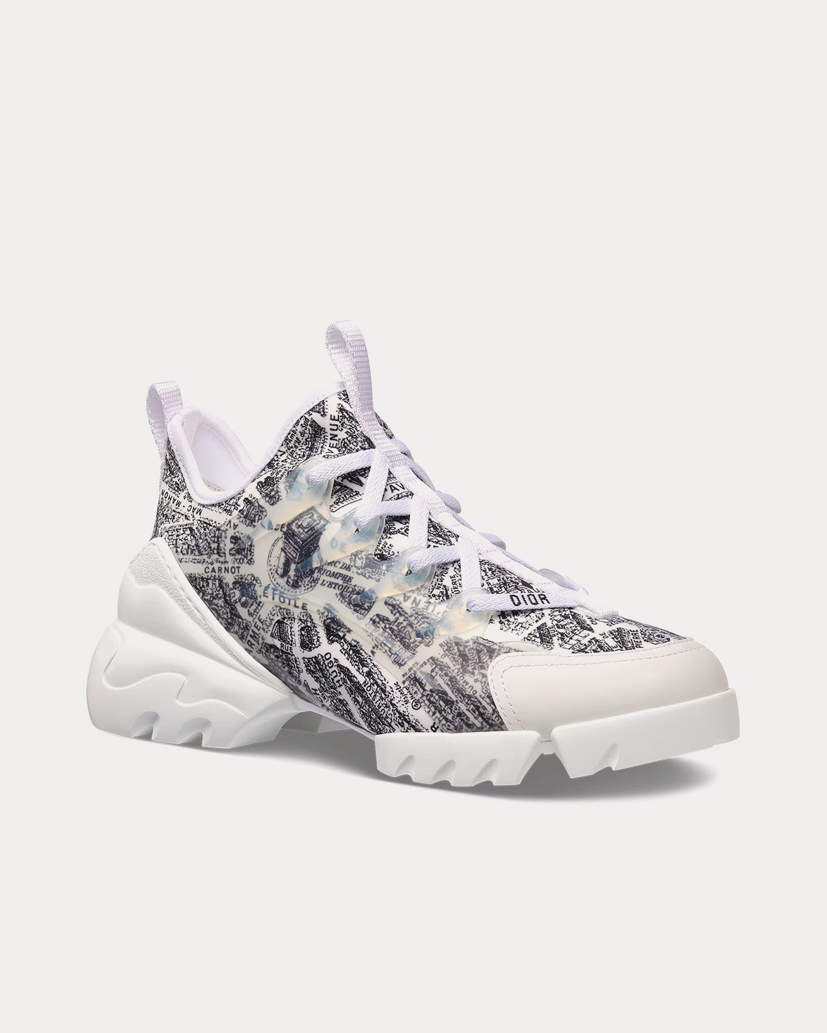 Dior D-Connect Black and White Technical Fabric with Plan de Paris Print Low Top Sneakers - 3