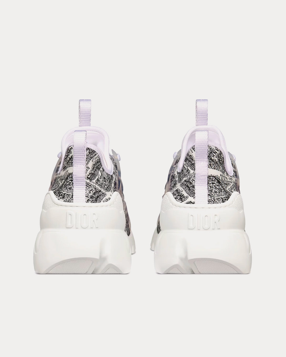 Dior - D-Connect Black and White Technical Fabric with Plan de Paris Print Low Top Sneakers