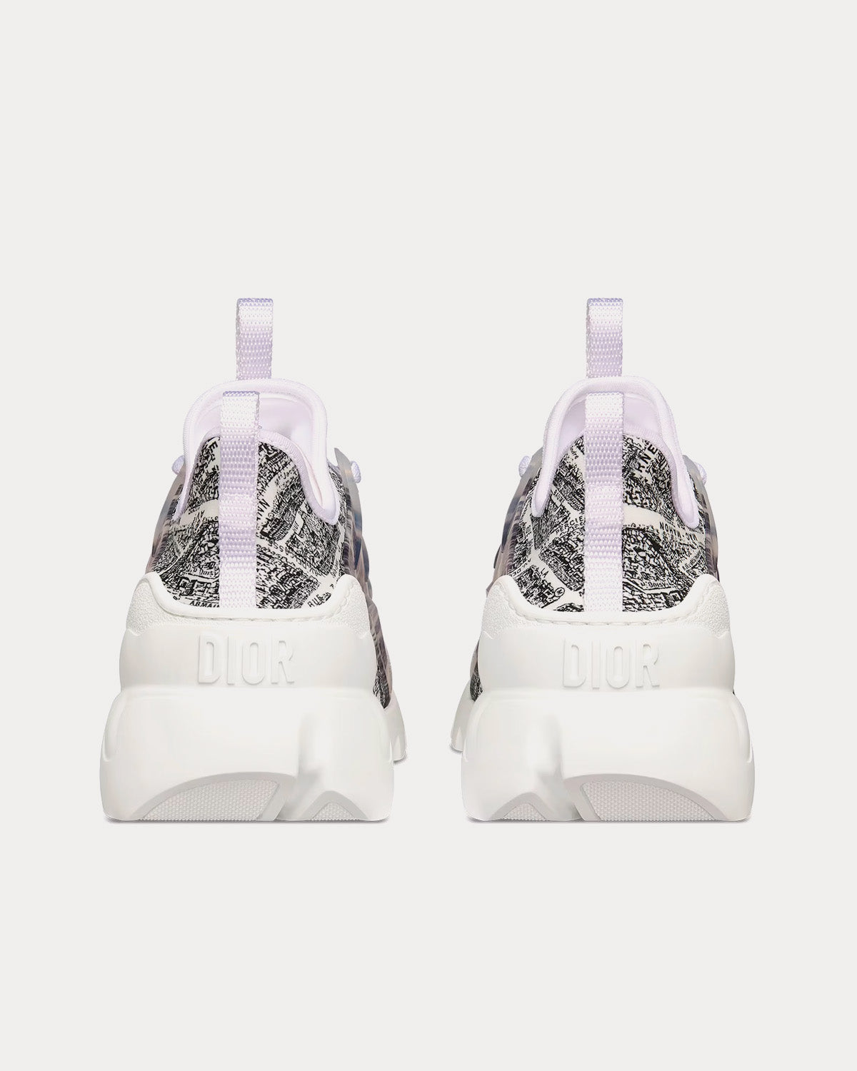 Dior D-Connect Black and White Technical Fabric with Plan de Paris Print Low Top Sneakers - 4