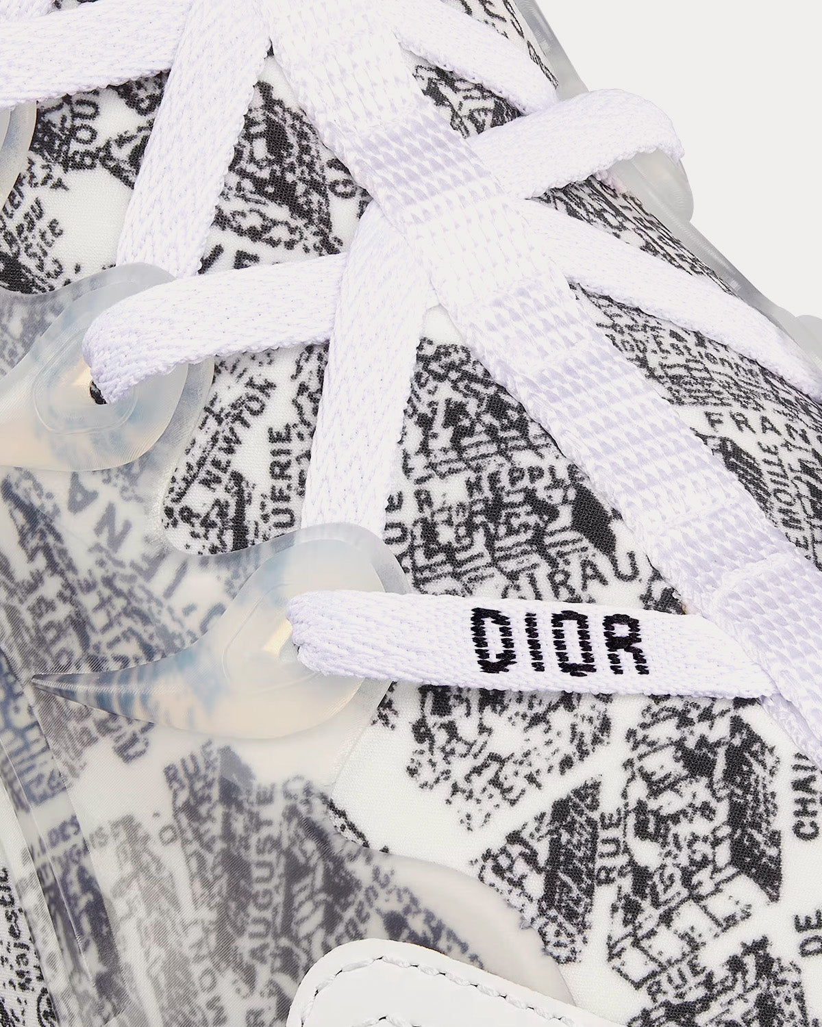 Dior D-Connect Black and White Technical Fabric with Plan de Paris Print Low Top Sneakers - 5