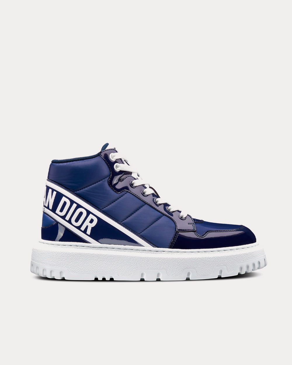 Dior D-Player Quilted Nylon Navy Blue High Top Sneakers - 1