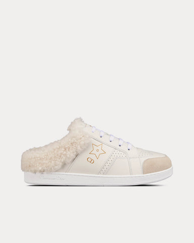 Dior Dior Star White Calfskin and Shearling Low Top Sneakers