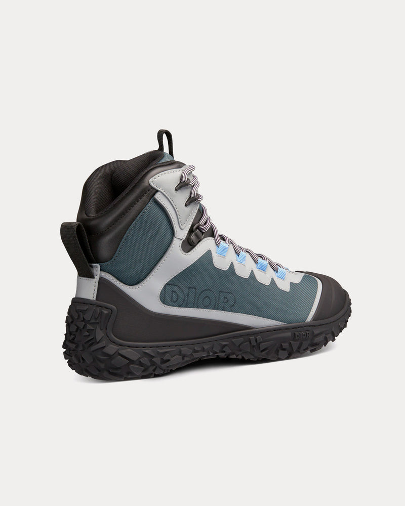 Dior Diorizon Hiking Ankle Boot Green-Gray Technical Mesh and Black Rubber High Top Sneakers - 4