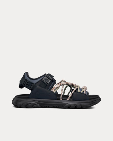 Dior H-Town Black and Gray Technical Fabric with Brown Nubuck Calfskin Sandals