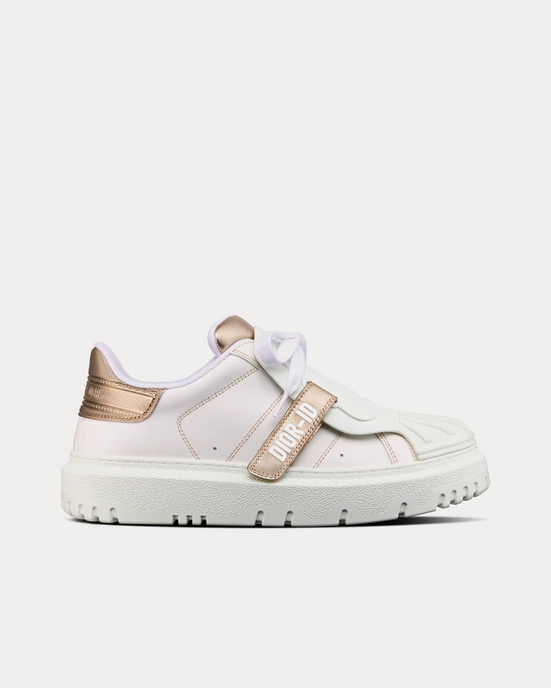 Dior Dior-ID White Calfskin and Gold-Tone Laminate Low Top Sneakers - 1