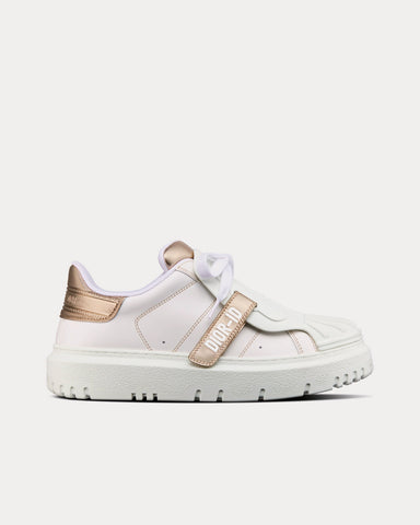 Dior Dior-ID White Calfskin and Gold-Tone Laminate Low Top Sneakers