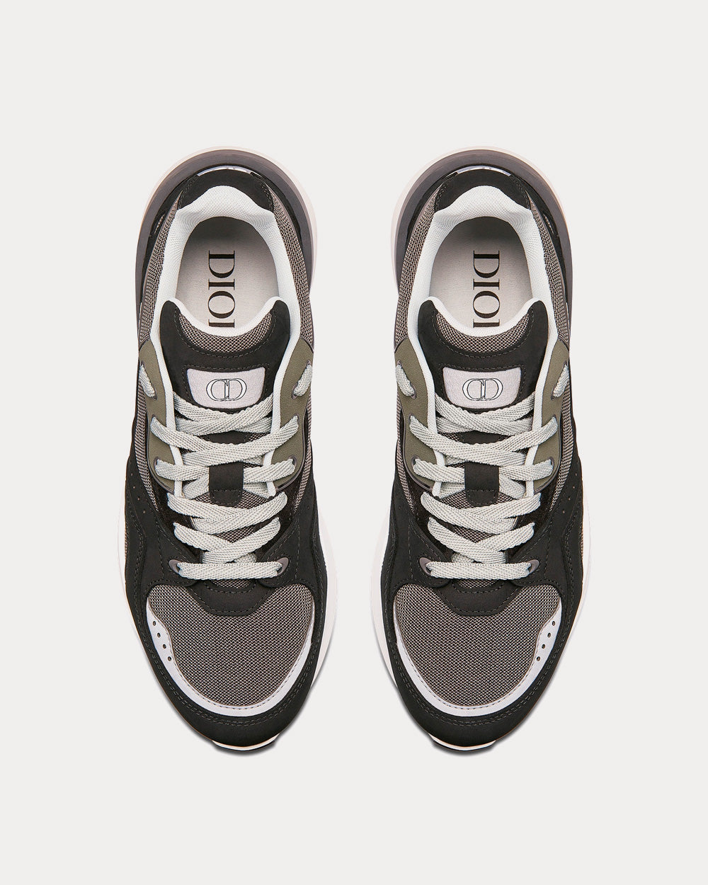 Dior B29 Gray Technical Mesh, Black Suede and Smooth Calfskin Low Top Sneakers - 2