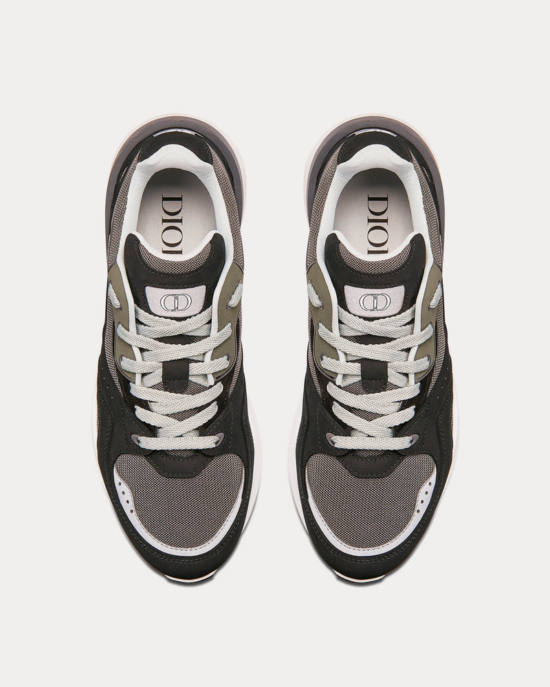 Dior B29 Gray Technical Mesh, Black Suede and Smooth Calfskin Low Top Sneakers - 2