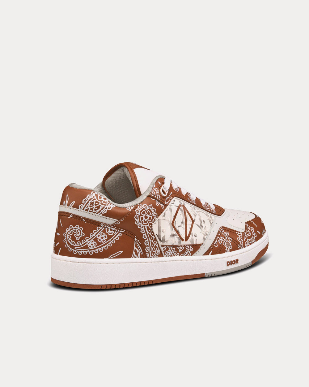 Dior B27 Coffee and White Smooth Calfskin with CD Paisley Motif and White Dior Oblique Galaxy Leather Low Top Sneakers - 4