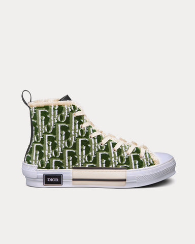 Dior B23 Olive Dior Oblique Tapestry High Top Sneakers