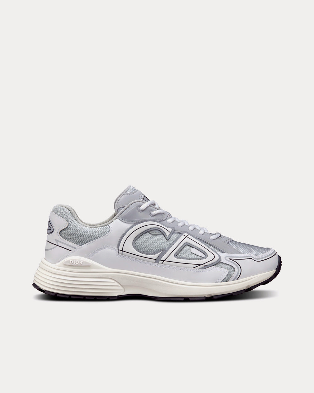 Dior B30 Gray Mesh and White Technical Fabric Low Top Sneakers - 1