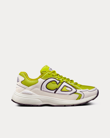 Dior B30 Yellow Mesh and White Technical Fabric Low Top Sneakers