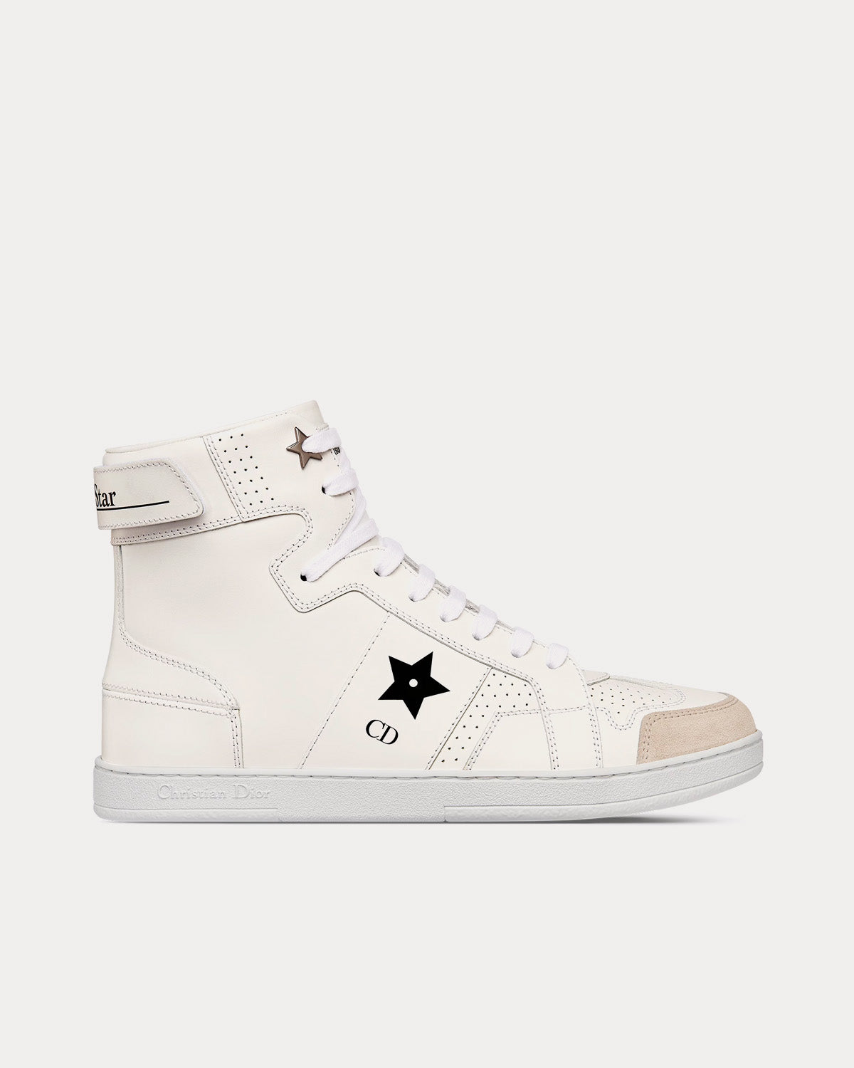 Dior Dior Star Calfskin & Suede White High Top Sneakers - 1