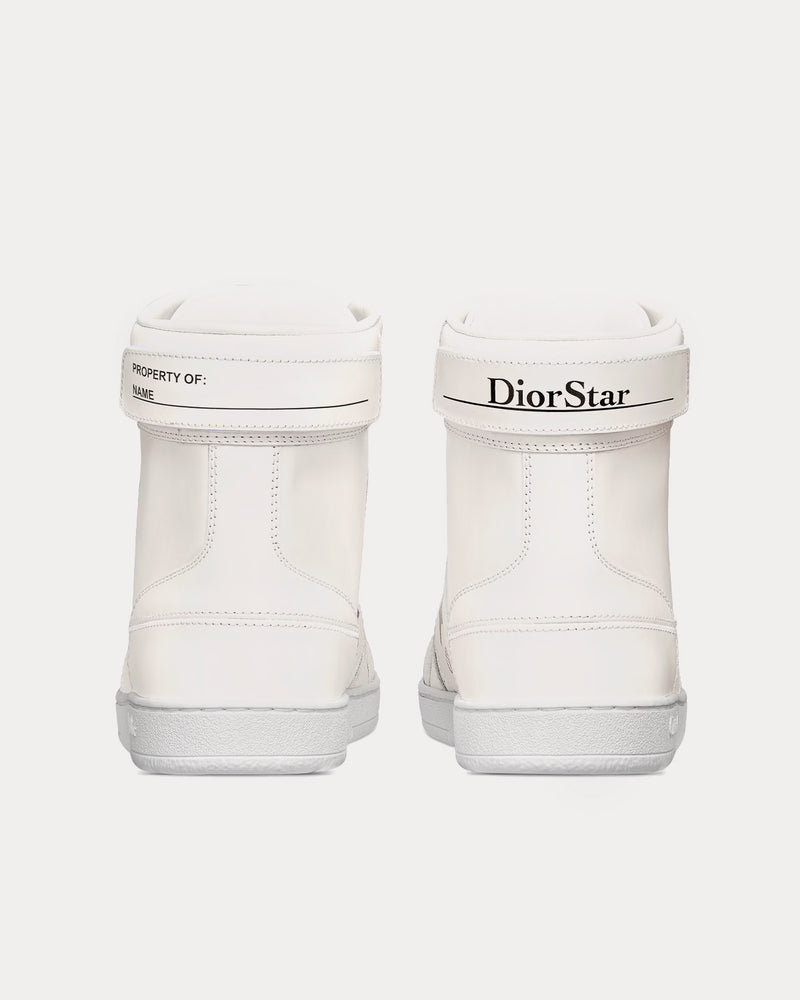 Dior Dior Star Calfskin & Suede White High Top Sneakers - 4