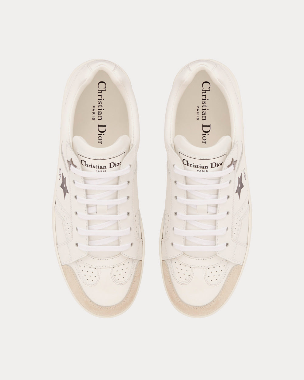 Dior Star White Calfskin and Suede Low Top Sneakers - 2