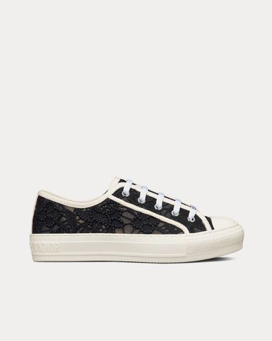 Dior Walk'n'Dior Black Macramé Embroidered Cotton Low Top Sneakers