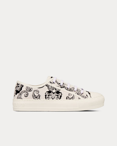 Dior Walk'n'Dior Black and White Cotton with Dior Bandana Embroidery Low Top Sneakers