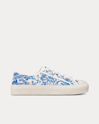 Dior Walk'n'Dior Bright Blue Toile de Jouy Embroidered Cotton Low Top Sneakers