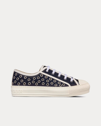 Dior Walk'n'Dior Cotton Denim Embroidered with Eyelet Blue Motif Low Top Sneakers