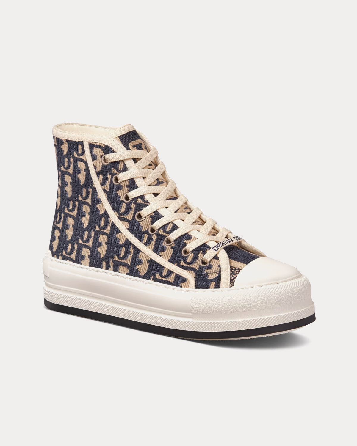 Dior Walk'n'Dior Platform Deep Blue Dior Oblique Embroidered Cotton High Top Sneakers - 3