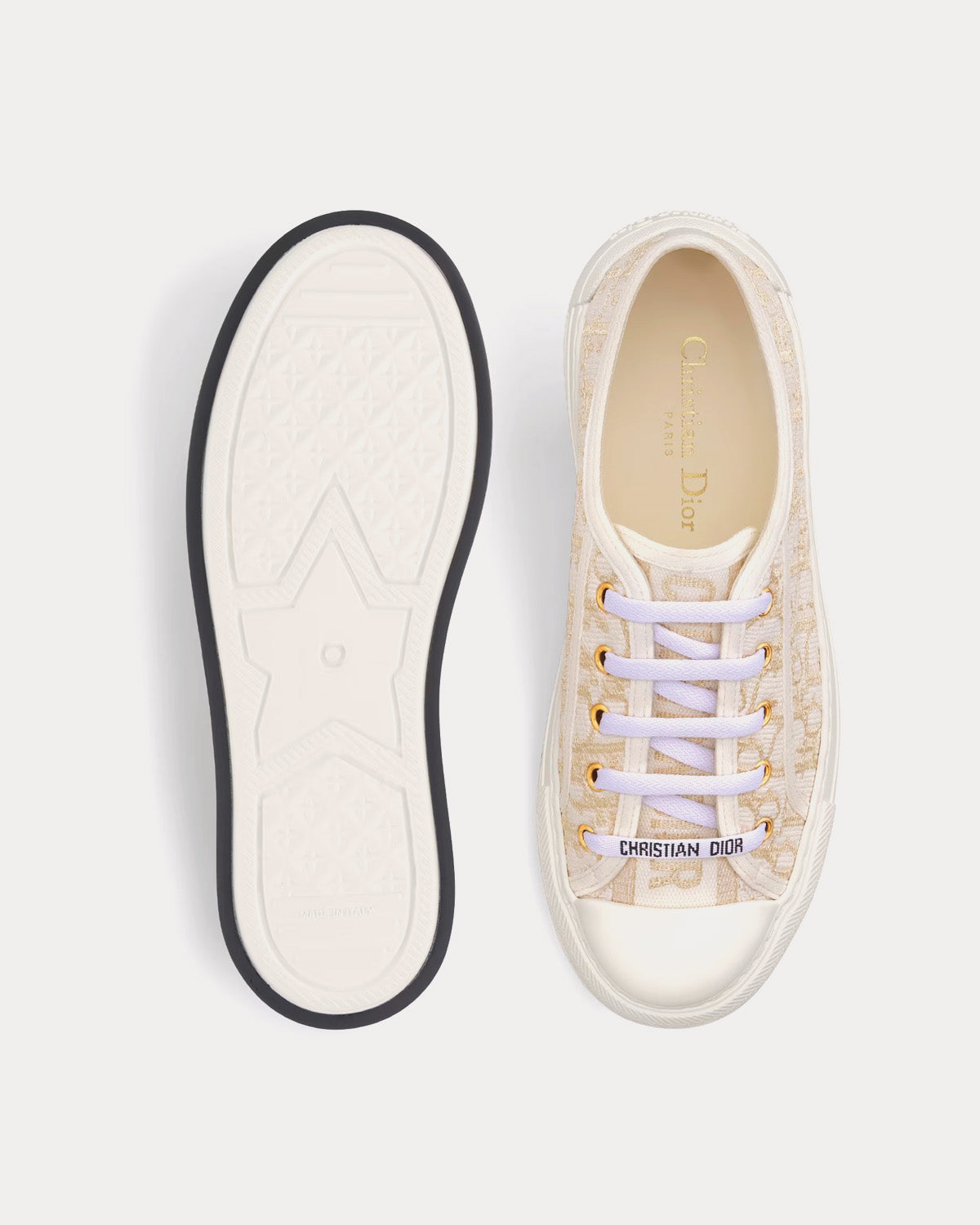 Dior Walk'n'Dior Platform Gold-Tone Dior Oblique Cotton with Metallic Thread Embroidery Low Top Sneakers - 2