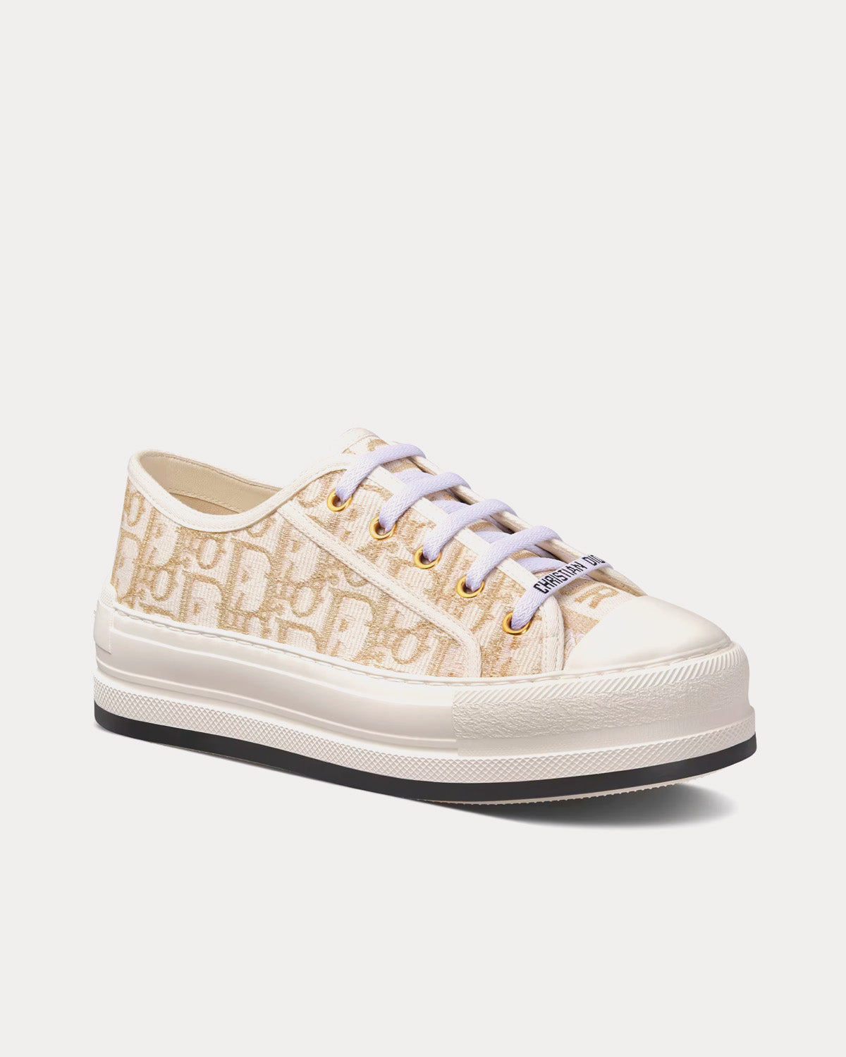 Dior Walk'n'Dior Platform Gold-Tone Dior Oblique Cotton with Metallic Thread Embroidery Low Top Sneakers - 3