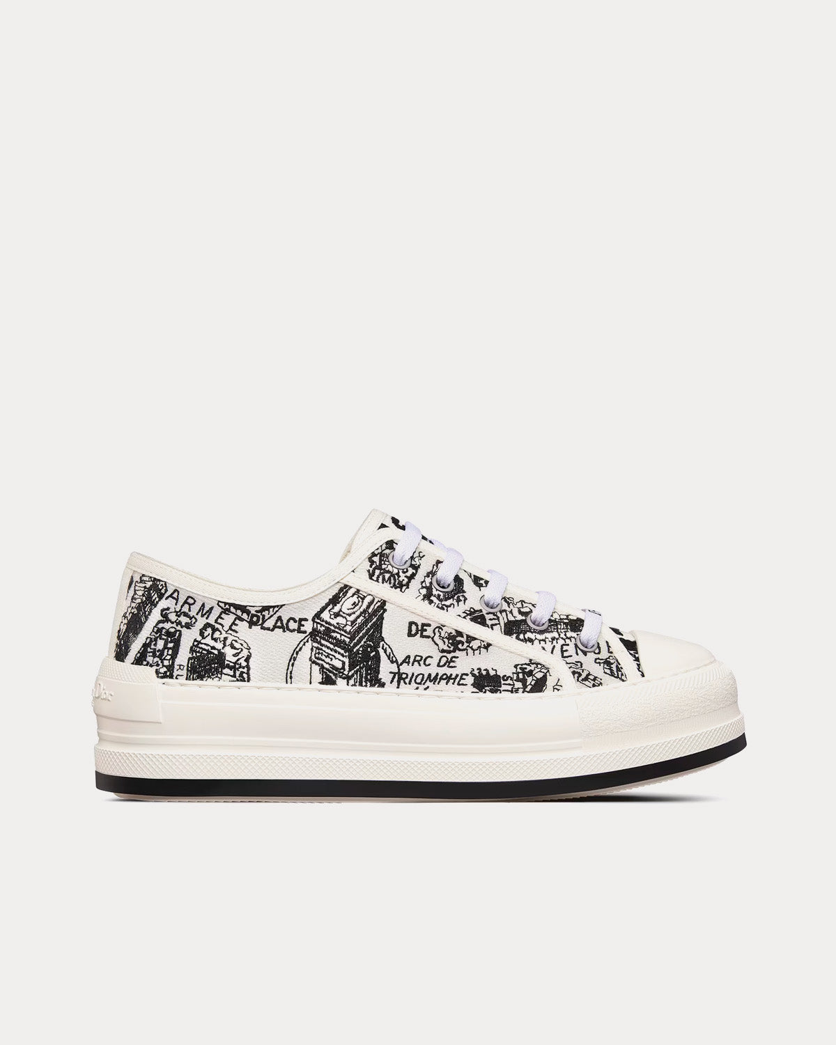 Dior Walk'n'Dior Platform White and Black Cotton Embroidered with Plan de Paris Motif Low Top Sneakers - 1