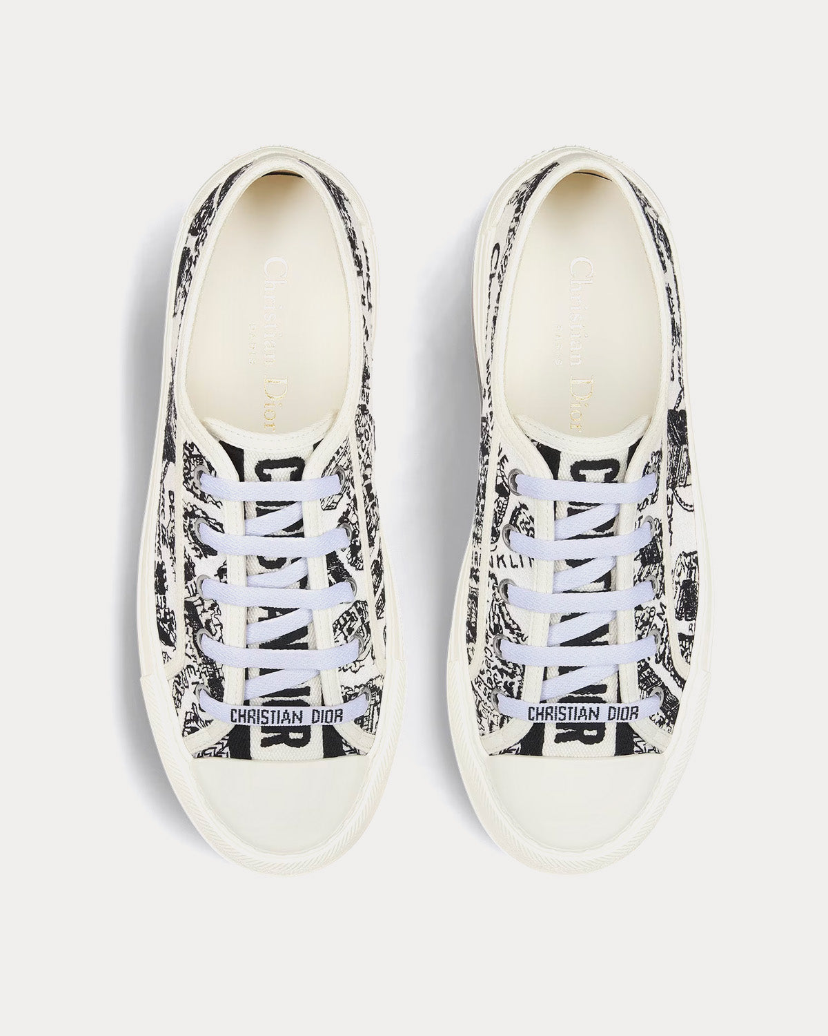 Dior Walk'n'Dior Platform White and Black Cotton Embroidered with Plan de Paris Motif Low Top Sneakers - 2