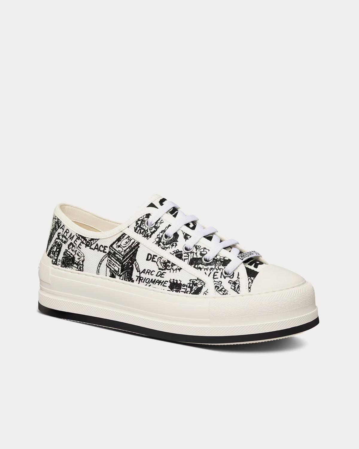 Dior Walk'n'Dior Platform White and Black Cotton Embroidered with Plan de Paris Motif Low Top Sneakers - 3