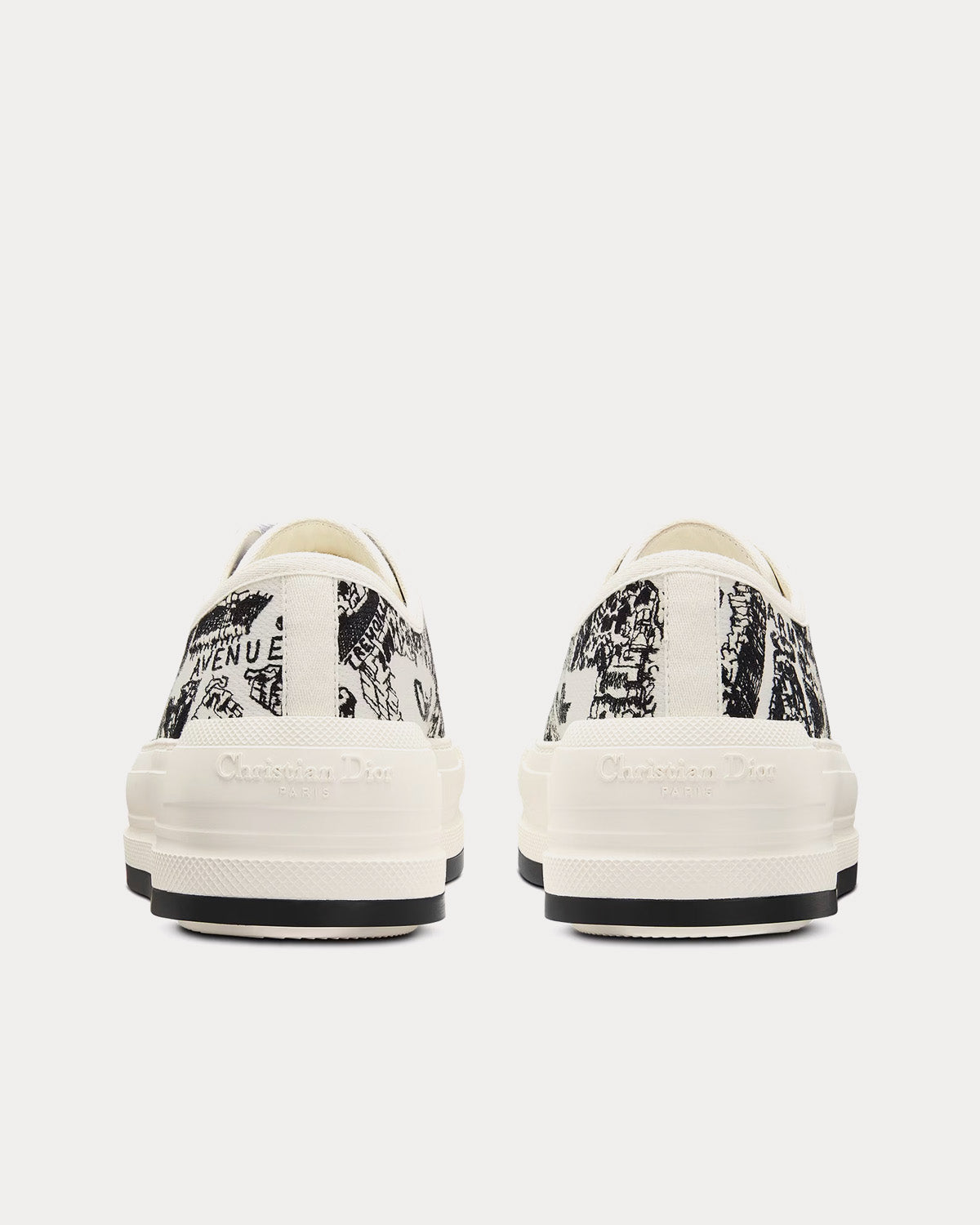 Dior Walk'n'Dior Platform White and Black Cotton Embroidered with Plan de Paris Motif Low Top Sneakers - 4