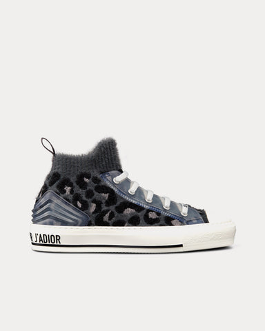 Dior Walk'n'Dior Fur-Effect Knit with Gray Mizza Print High Top Sneakers