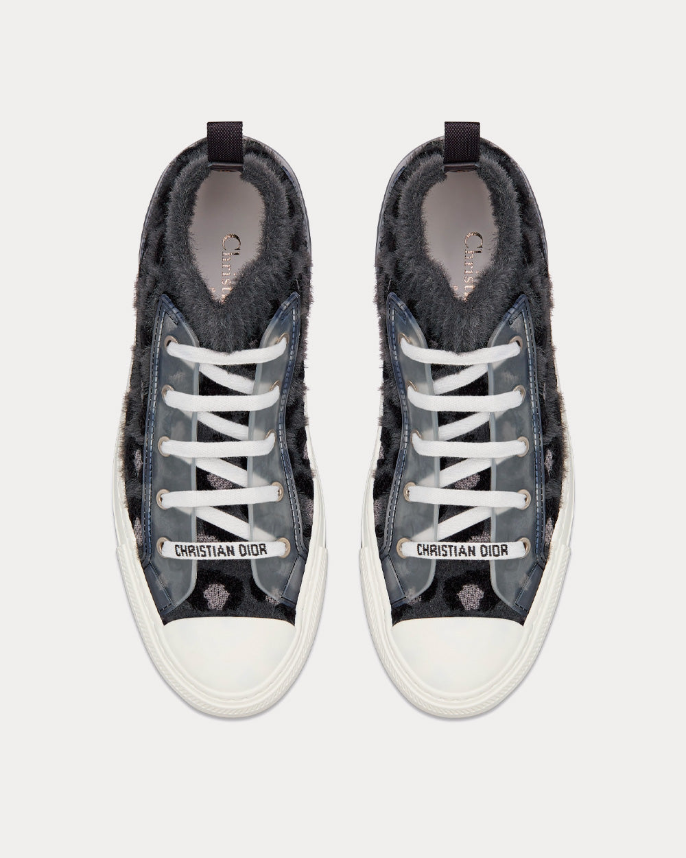 Dior Walk'n'Dior Fur-Effect Knit with Gray Mizza Print High Top Sneakers - 2