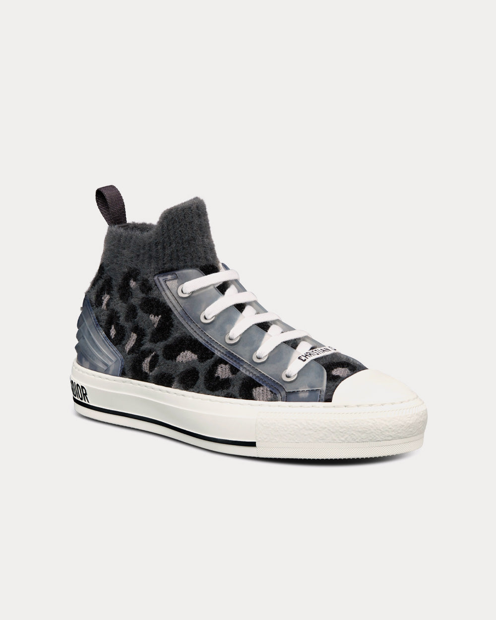 Dior Walk'n'Dior Fur-Effect Knit with Gray Mizza Print High Top Sneakers - 3