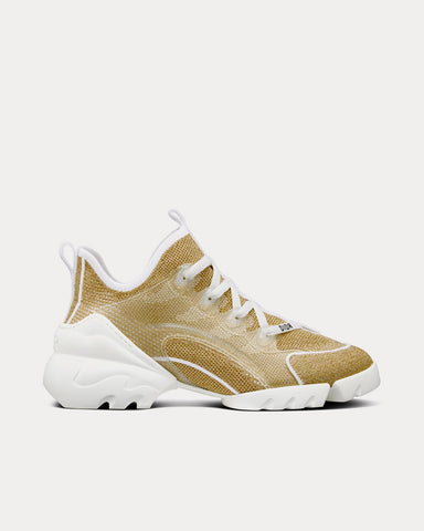 Dior D-Connect Gold-Tone Laminated Mesh High Top Sneakers