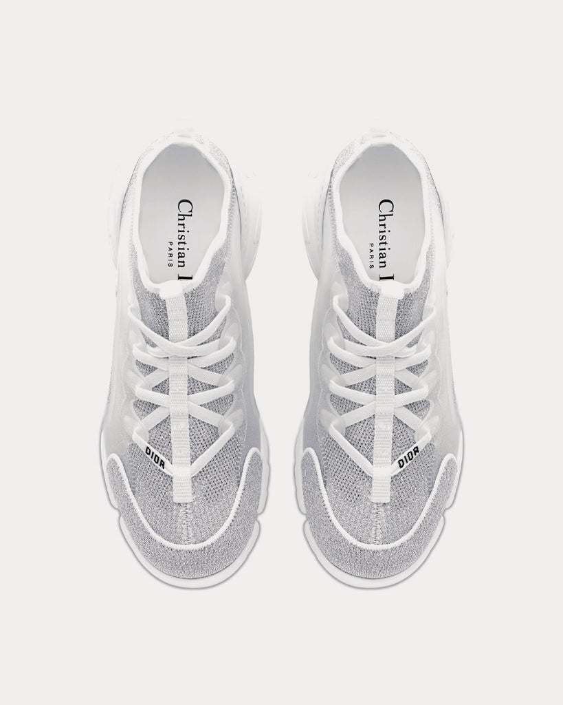 Dior D Connect Silver Tone Laminated Mesh High Top Sneakers