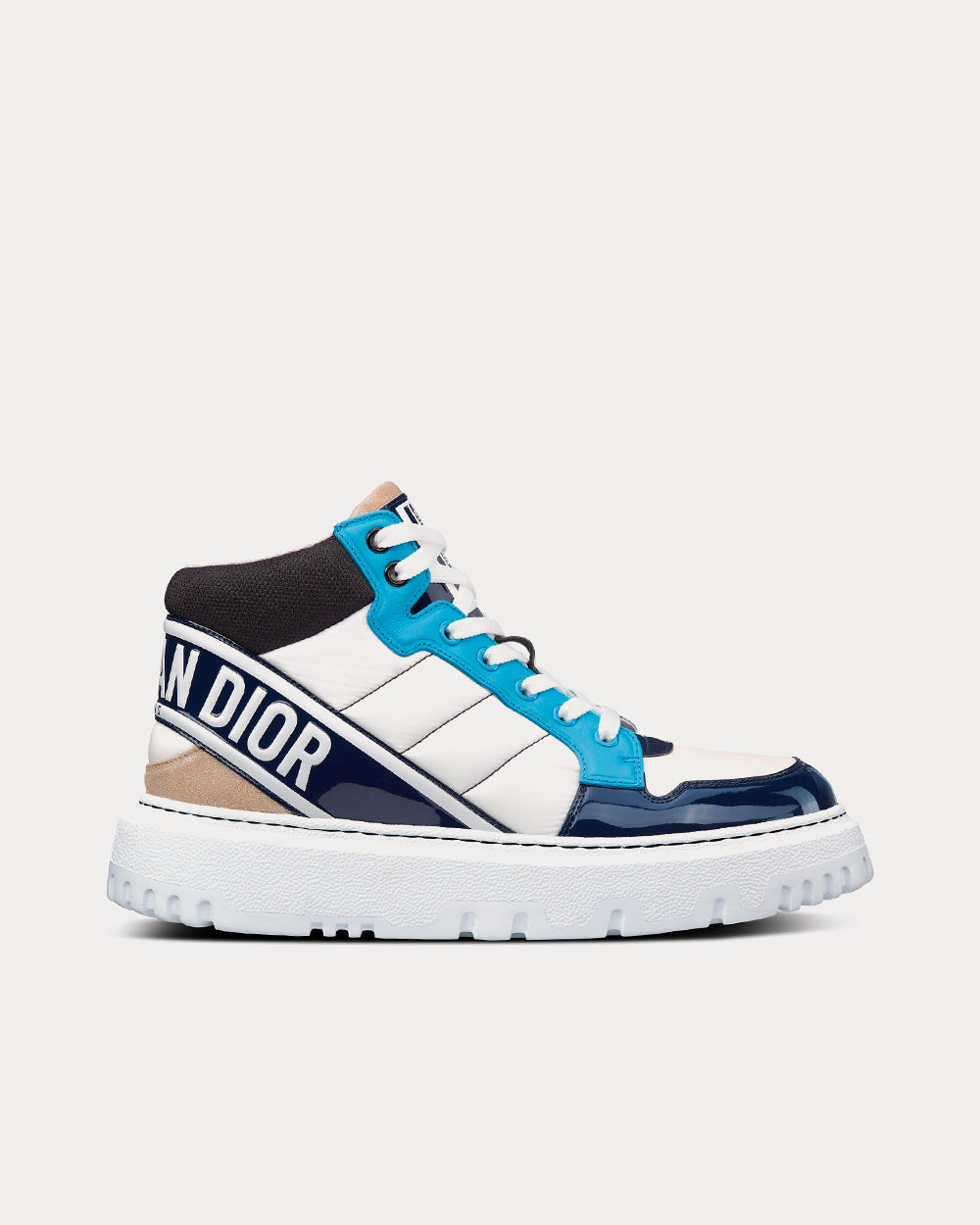 D-Player Blue Multicolor Technical Fabric, Suede and Calfskin High Top  Sneakers