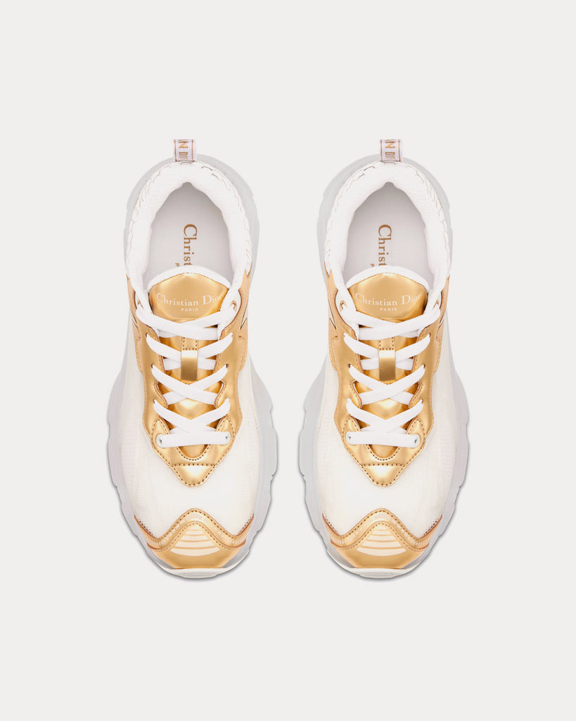Dior Vibe White Mesh and Gold-Tone Leather Low Top Sneakers - Sneak in Peace